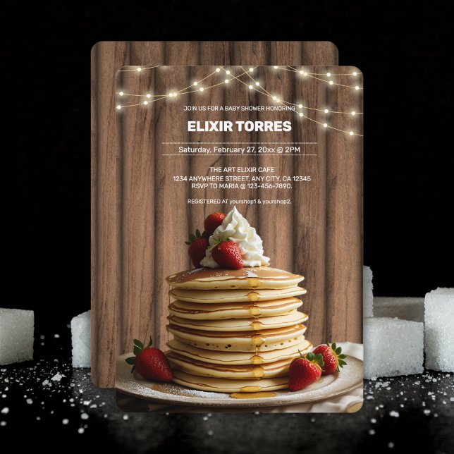 Rustic Pancakes Baby & Brunch Baby Shower Invitation (Creator Uploaded)