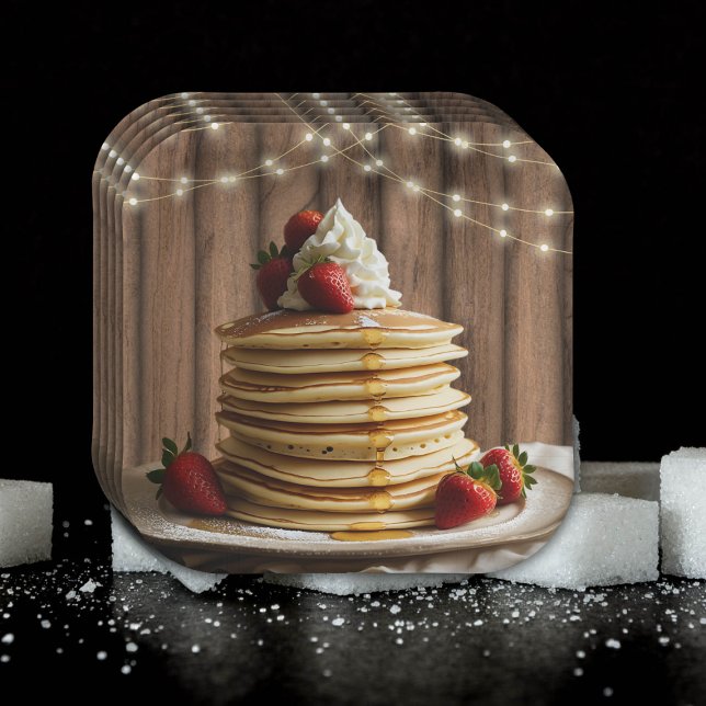 Rustic Pancakes Baby & Brunch Baby Shower Paper Plate (Creator Uploaded)