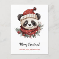 Rustic Panda Santa Merry Christmas