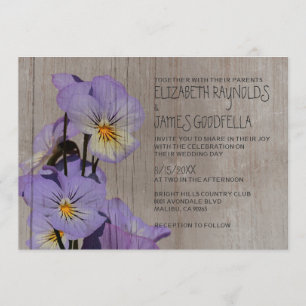 Rustic Pansies Wedding Invitations