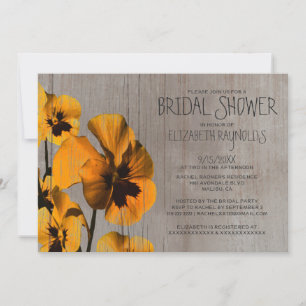 Rustic Pansy Bridal Shower Invitations
