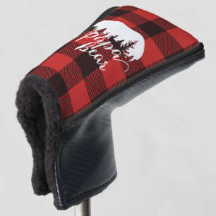 Rustic Papa Bear Red & Black Buffalo Plaid Golf Head Cover