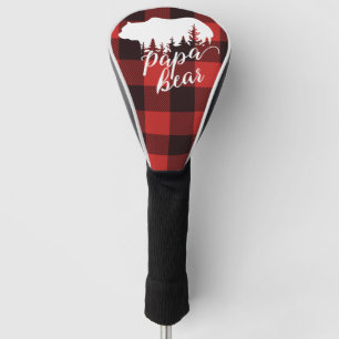Rustic Papa Bear Red & Black Buffalo Plaid Golf Head Cover
