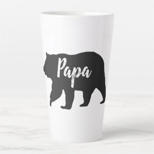 Rustic Papa Bear Simple Black and White Typography Latte Mug