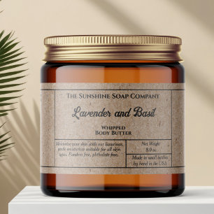 Rustic paper body butter or cosmetics jar label