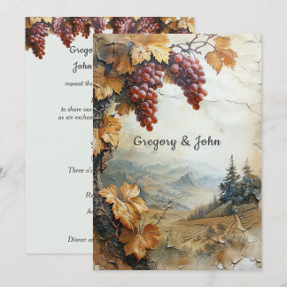 Rustic Paper Grape Vineyard Italian Winery Invitation