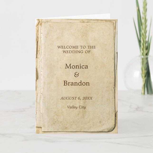 Rustic paper vintage wedding programme  (Front)