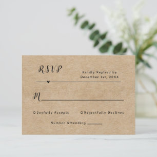 Rustic Paper Wedding RSVP Card 