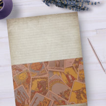 Rustic Parchment Tarot Cards Half Lined Stationery