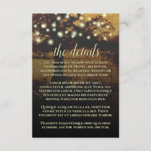 Rustic Parchment Tree & Lights Wedding Details Enclosure Card