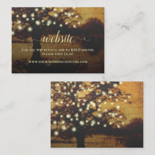 Rustic Parchment Tree & Lights Wedding Website Enclosure Card