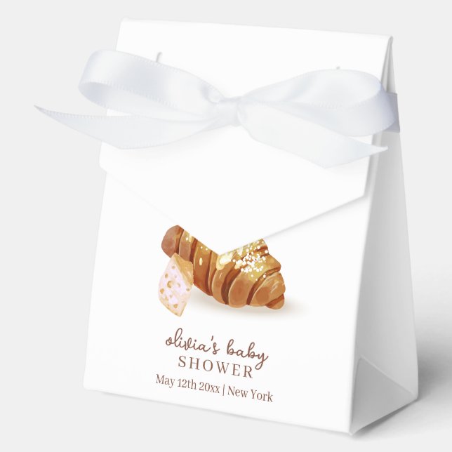 Rustic Paris Bakery Pastry Croissant Baby Shower  Favour Box (Front)