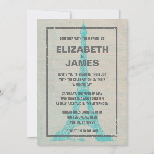 Rustic Paris Wedding Invitations (Front)
