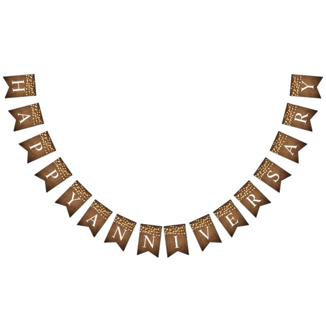 Rustic Party Lights Faux Wood Celebration Bunting (All)