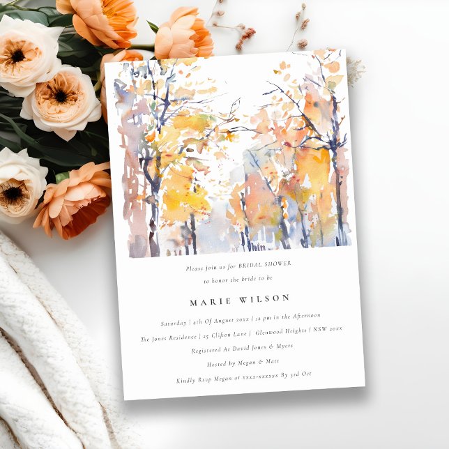 Rustic Pastel Autumn Fall Landscape Bridal Shower Invitation (Creator Uploaded)