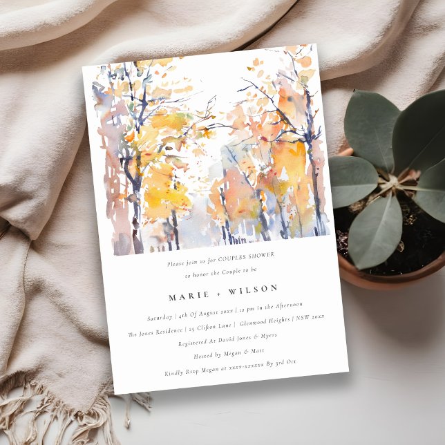 Rustic Pastel Autumn Fall Landscape Couples Shower Invitation (Creator Uploaded)