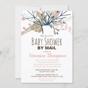 Rustic Pastel Botanical Baby Shower By Mail Invitation