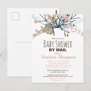 Rustic Pastel Botanical Baby Shower By Mail Invite Postcard