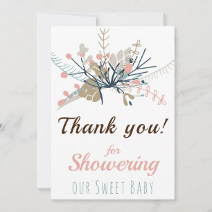 Rustic Pastel Botanical Baby Shower Thank You Card