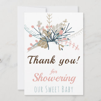 Rustic Pastel Botanical Baby Shower Thank You Card