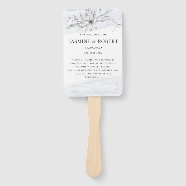 rustic pastel botanics wedding hand fan (Front)