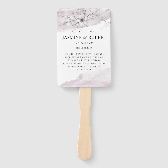 rustic pastel botanics wedding hand fan (Front)