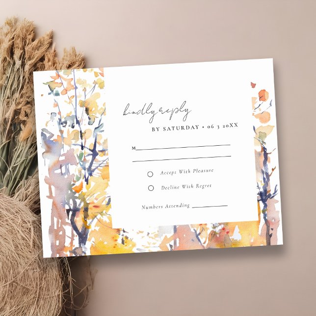 Rustic Pastel Fall Autumn Landscape Wedding RSVP Card (Creator Uploaded)