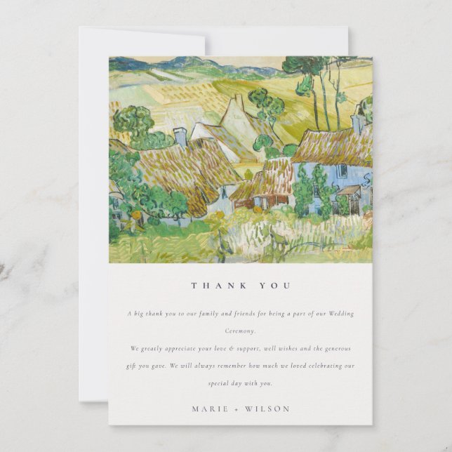Rustic Pastel Fields Mountain Landscape Wedding Thank You Card (Front)
