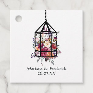 Rustic Pastel Floral Terrarium Garden Wedding Favour Tags