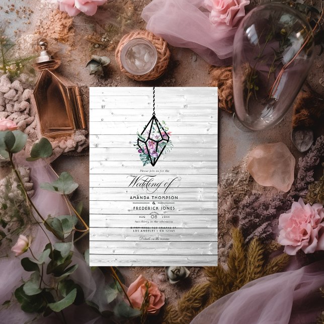  Rustic Pastel Floral Terrarium Garden Wedding Invitation (Creator Uploaded)