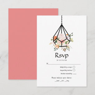 Rustic Pastel Floral Terrarium Garden Wedding RSVP Card