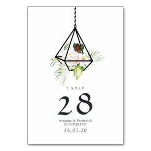 Rustic Pastel Floral Terrarium Garden Wedding Table Number