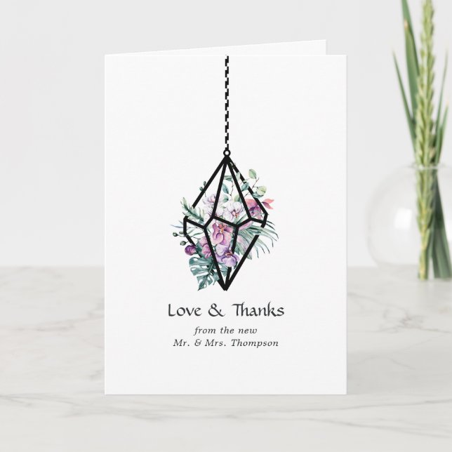  Rustic Pastel Floral Terrarium Garden Wedding Thank You Card (Front)