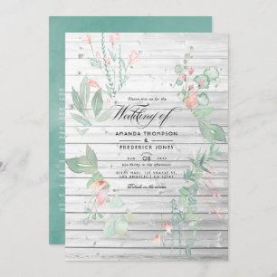 Rustic Pastel Greenery Country Garden Wedding Invitation