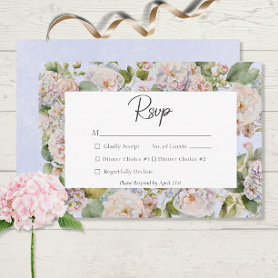 Rustic Pastel Hydrangea Floral Monogram Periwinkle RSVP Card