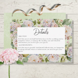 Rustic Pastel Hydrangea Floral Monogram Sage Green Enclosure Card