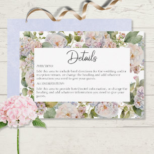 Rustic Pastel Hydrangea Floral Monogram White Enclosure Card