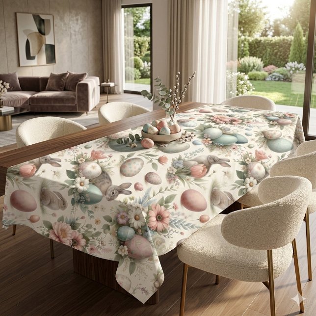Rustic Pastel Spring Easter Bunny Decorative Eggs  Tablecloth (Rustic Pastel Spring Easter Bunny Decorative Eggs Tablecloth)