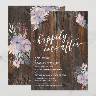 Rustic Pastel Watercolor Floral Happily Ever After Invitation