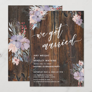 Rustic Pastel Watercolor Floral We Got Married Invitation