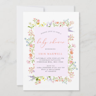 Rustic Pastel Wildflower Frame Baby Shower Invitation