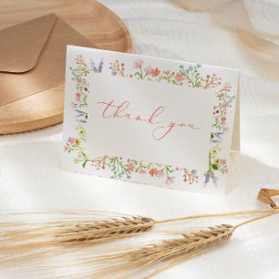 Rustic Pastel Wildflower Frame Bridal Shower Thank Thank You Card