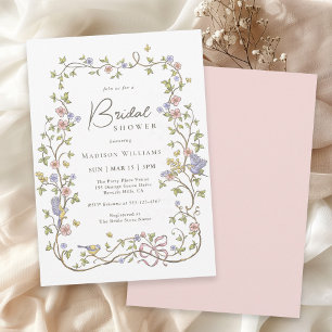 Rustic Pastel Wildflowers Botanical Bridal Shower Invitation