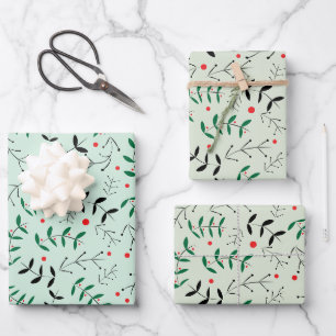 Rustic Pastel Winter Woodland Greenery Wrapping Paper Sheet