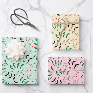Rustic Pastel Winter Woodland Greenery Wrapping Paper Sheet