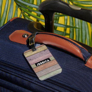Rustic Pastel Wood Plank Luggage Tag