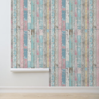 Rustic Pastel Wood Plank Wallpaper