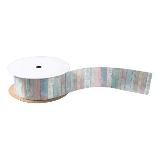 Rustic Pastel Wood Ribbon Satin Ribbon