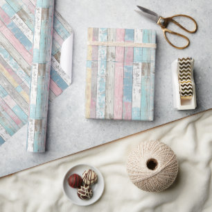 Rustic Pastel Wood Wrapping Paper
