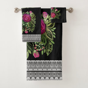 Rustic patchwork bath towel set